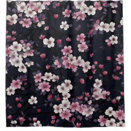 Cortina Para Box Fundo Preto Com Flores