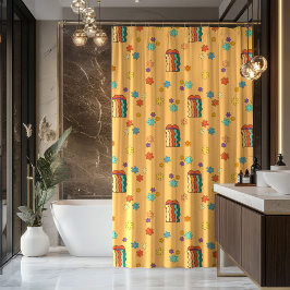 Cortina Para Box Funky 70s Curtain Colorful Pastel Bathroom Art