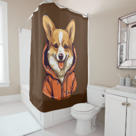 Cortina Para Box Funny Corgi Vestindo Hoodie