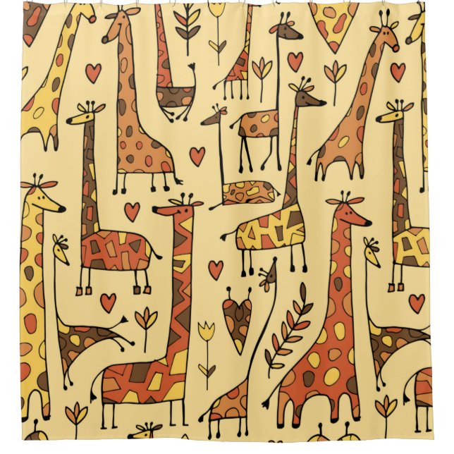 Cortina Para Box Funny giraffes sketch, seamless pattern your desig (Frente)