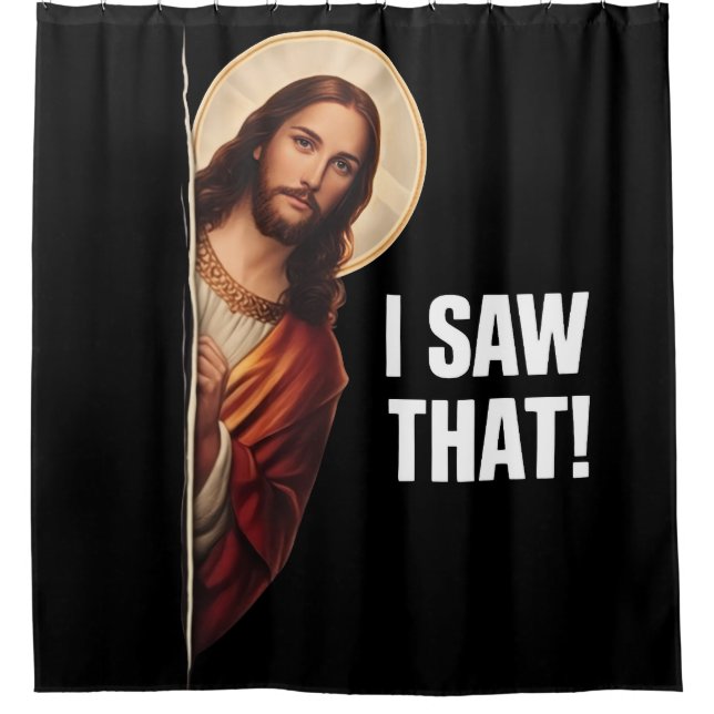 Cortina Para Box Funny Jesus "I Saw That" Christian meme design (Frente)
