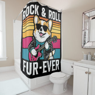 Cortina Para Box Fur-Ever Rock & Roll With A Rockin Corgi