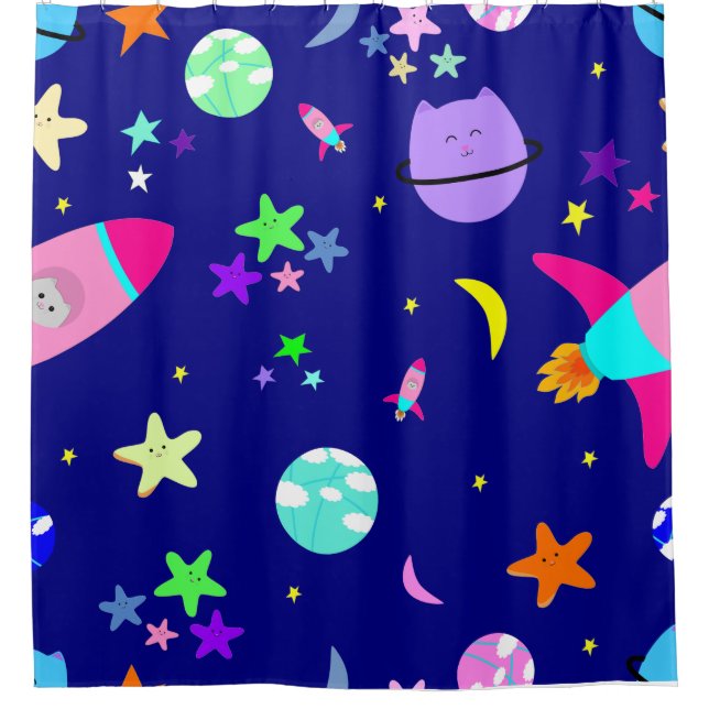 Cortina Para Box galáxia astronauta da espaçonave (Frente)