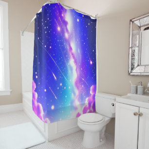 Cortina Para Box Galáxia Celestial Azul e Rosa
