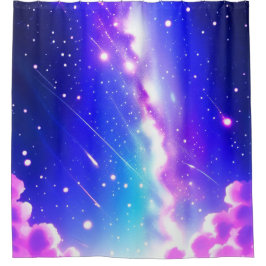 Cortina Para Box Galáxia Celestial Azul e Rosa