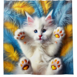 Cortina Para Box Gatinho Branco Bonito