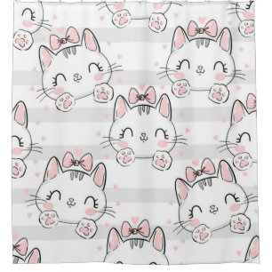 Cortina Para Box gato com padrão de laço