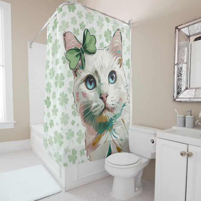 Cortina Para Box Gato de Shamrock com olhos azuis (In Situ)