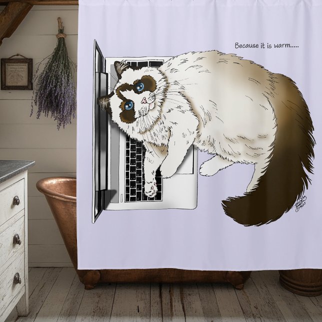 Cortina Para Box Gato Fofinho Ragdoll Notebook Lavanda Engraçado (Criador carregado)
