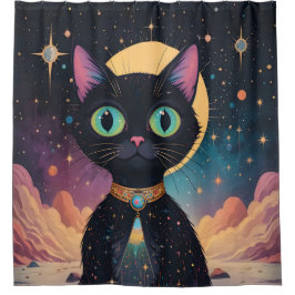 Cortina Para Box Gato Negro Cósmico de Futuro Atômico à Lua