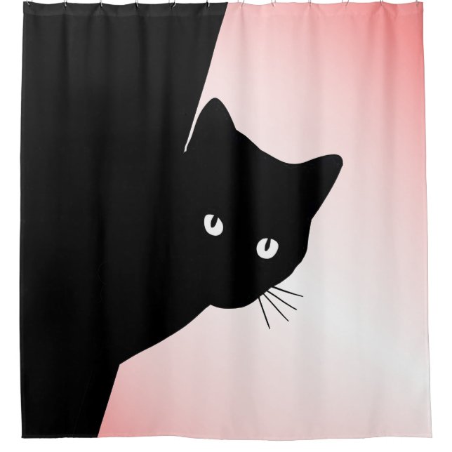 Cortina Para Box Gato Preto Astuto Rosa (Frente)