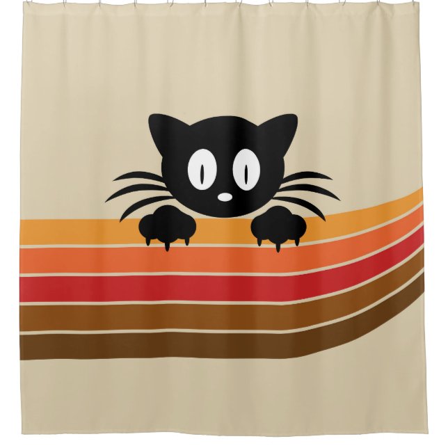 Cortina Para Box Gato preto bonito com tiras retrorreflectoras (Frente)