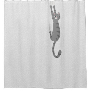 Cortina Para Box Gato Tabby Cinza Pendurado Gato Listrado Cinza E
