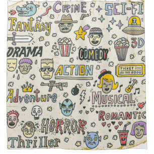 Cortina Para Box Genres de Filme: TV Mostra Conjunto de Portas