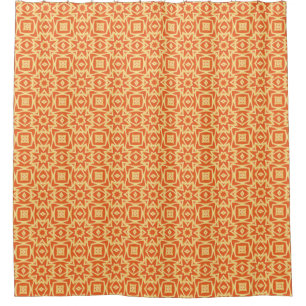 Cortina Para Box Geométrico abstrato Star - Laranja e Dourado