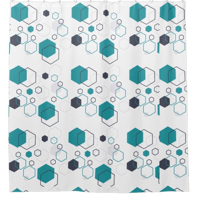 Cortina Para Box Geométrico com forma hexágono-Chá (Frente)