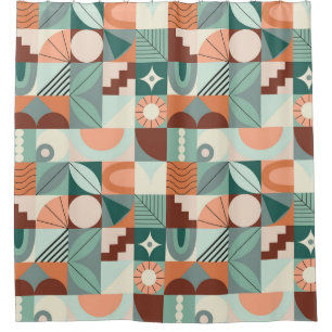 Cortina Para Box Geométrico sem costura, padrão de mosaico abstrato