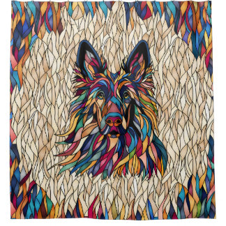 Cortina Para Box German shepherd - Arte Mosaica Colorida