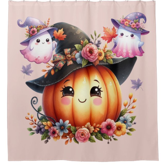Cortina Para Box Ghosts and Pumpkin Halloween Design (Frente)