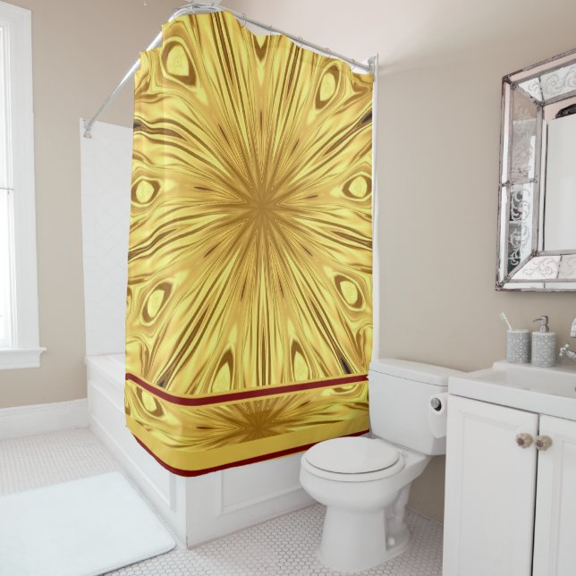 Cortina Para Box Gilded Zenith: Crimson & Gold Molten Swirl Luxury  (In Situ)