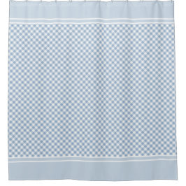 Cortina Para Box Gingham Check Light Blue - País Branco