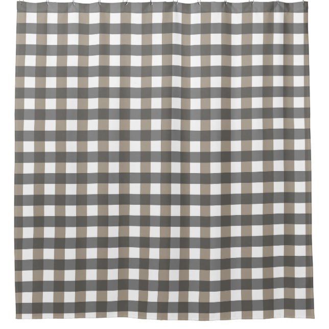 Cortina Para Box Gingham Preto Cinza Branco (Frente)