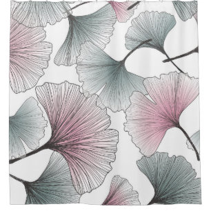 Cortina Para Box Gingko Biloba desenhada à mão.