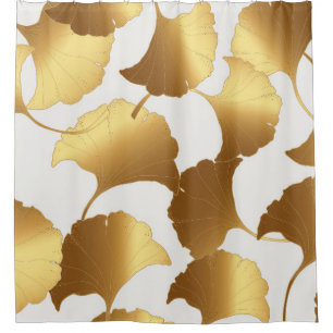 Cortina Para Box Ginkgo Dourado: Luxury Vintage Design.
