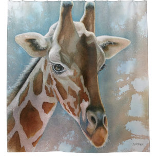 Cortina Para Box Giraffe Portrait Animal Watercolor Art