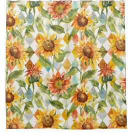 Cortina Para Box Girassóis Aquarela floral