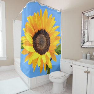 Cortina Para Box Girassol Amarelo contra Sol no Céu Azul - Verão