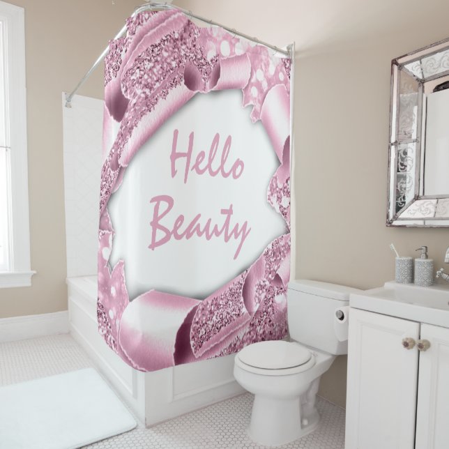 Cortina Para Box Glam 3D Rosa Rosa HELLO Girly (In Situ)