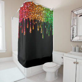 Cortina Para Box Glam Rasta Arco-íris Brilho Gotejante Preto