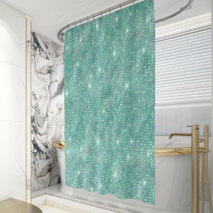 Cortina Para Box Glam Sparkle Dots Sea Glass Green