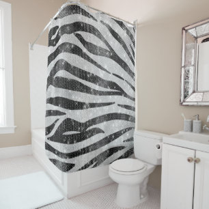 Cortina Para Box Glamorous Black White Glitter Zebra Strike