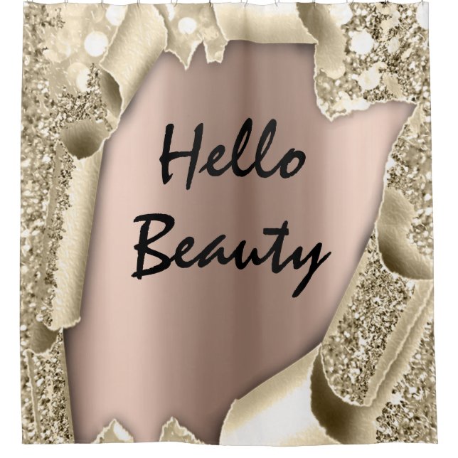 Cortina Para Box Glitter 3D Rosa Dourado HELLO Girly (Frente)