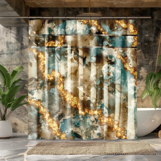 Cortina Para Box Glitter Dourado de Abstrato tropical (Criador carregado)