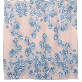 Cortina Para Box Glitter Dusty Blue Floral GIRLY ElegLY Rosa