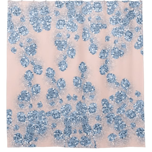 Cortina Para Box Glitter Dusty Blue Floral GIRLY ElegLY Rosa (Frente)