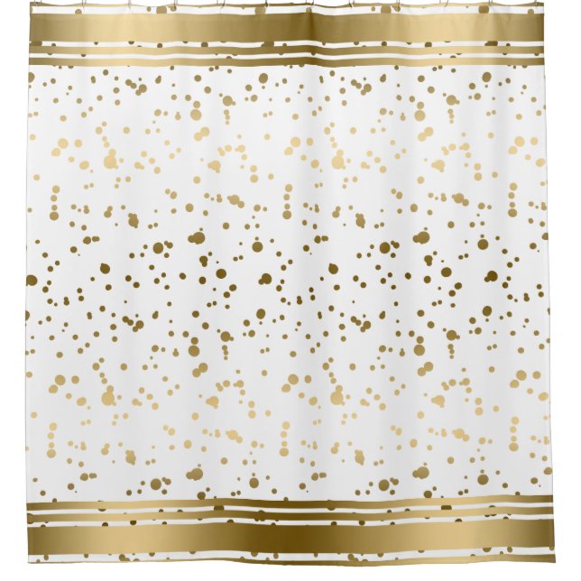 Cortina Para Box Glitter Moderno Dourado E Listras (Frente)