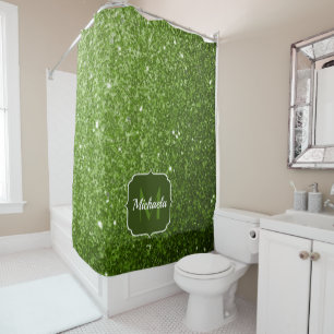 Cortina Para Box Glitter verde claro brilha brilho monograma