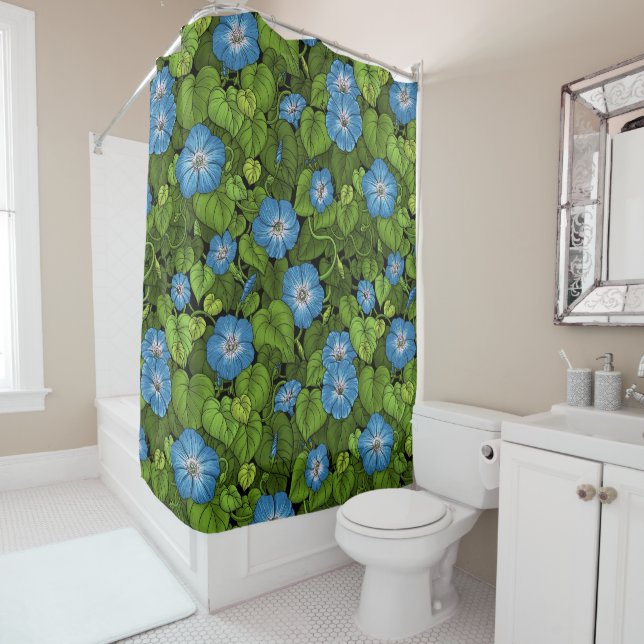 Cortina Para Box Glória da manhã em azul e verde (In Situ)