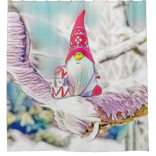 Cortina Para Box Gnomos na pintura a aquarela da neve