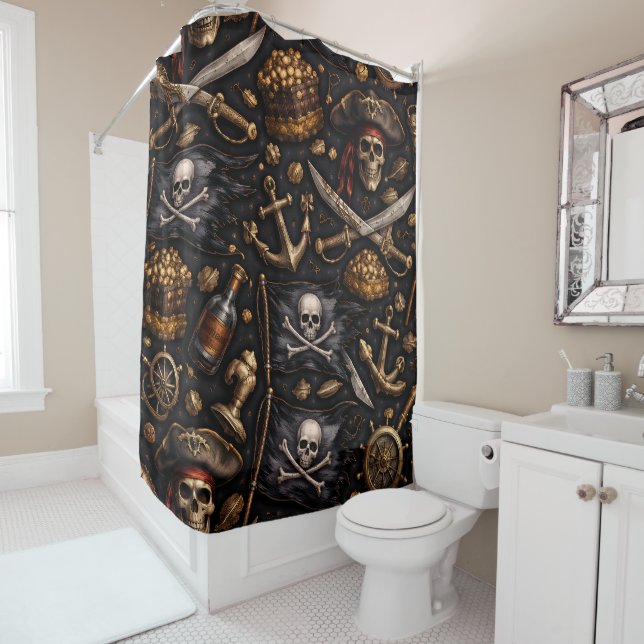 Cortina Para Box Golden age pirate treasure shower curtain (In Situ)