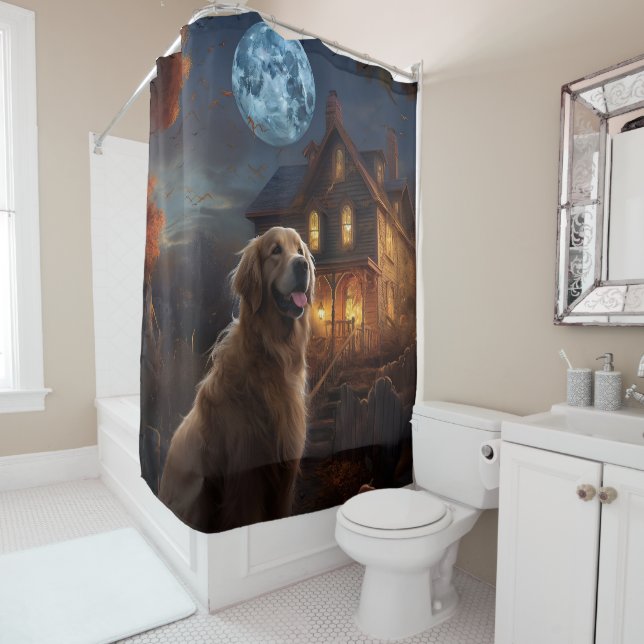 Cortina Para Box Golden Retriever Dia das Bruxas Assustador (In Situ)