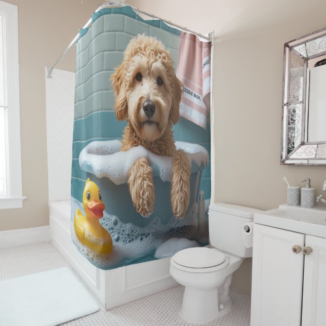 Cortina Para Box Goldendoodle Desleixado Sonolento Fofo Engraçado (In Situ)