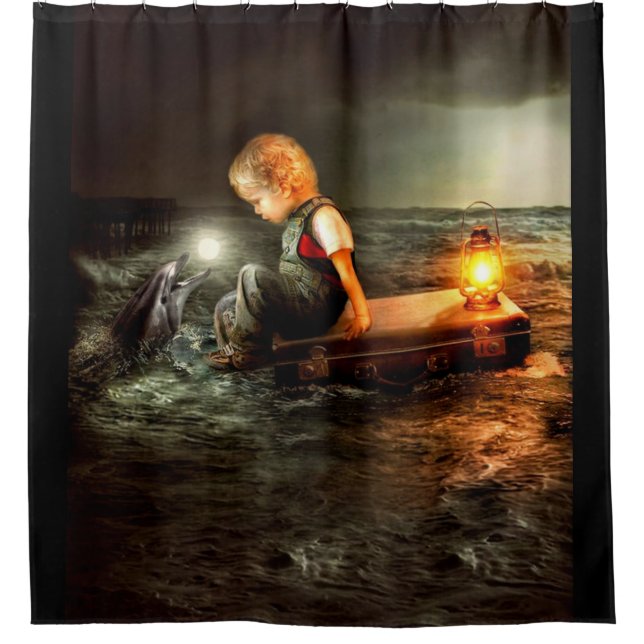 Cortina Para Box Golfinho E Menino (Frente)