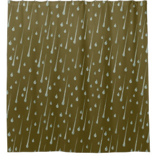 Cortina Para Box Gotas de Chuva Caindo Dia Chuvoso Sepia Marrom