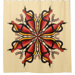 Cortina Para Box Gótico Cobra Estilo de Tatuagem da Flor