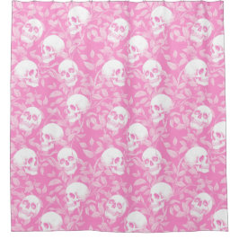 Cortina Para Box Gótico feminino punk caveiras rosas & folhagem Hal